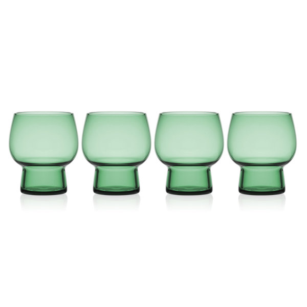 Mikasa Phoebe Goblet Glasses, Set Of 4 In Sage - 19 Oz Beverage Glasses, Stackable, Dishwasher Safe